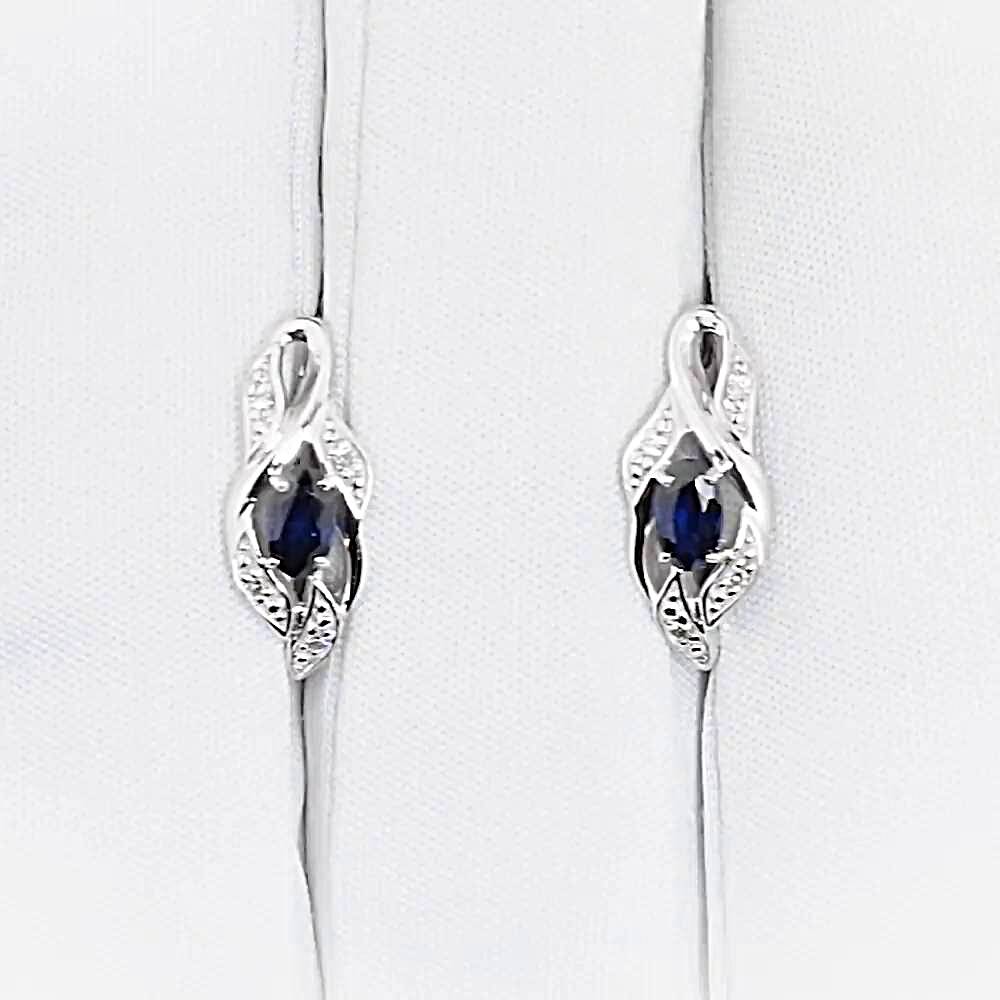 Серьги с сапфирами и бриллиантами из белого золота 585 пробы 1