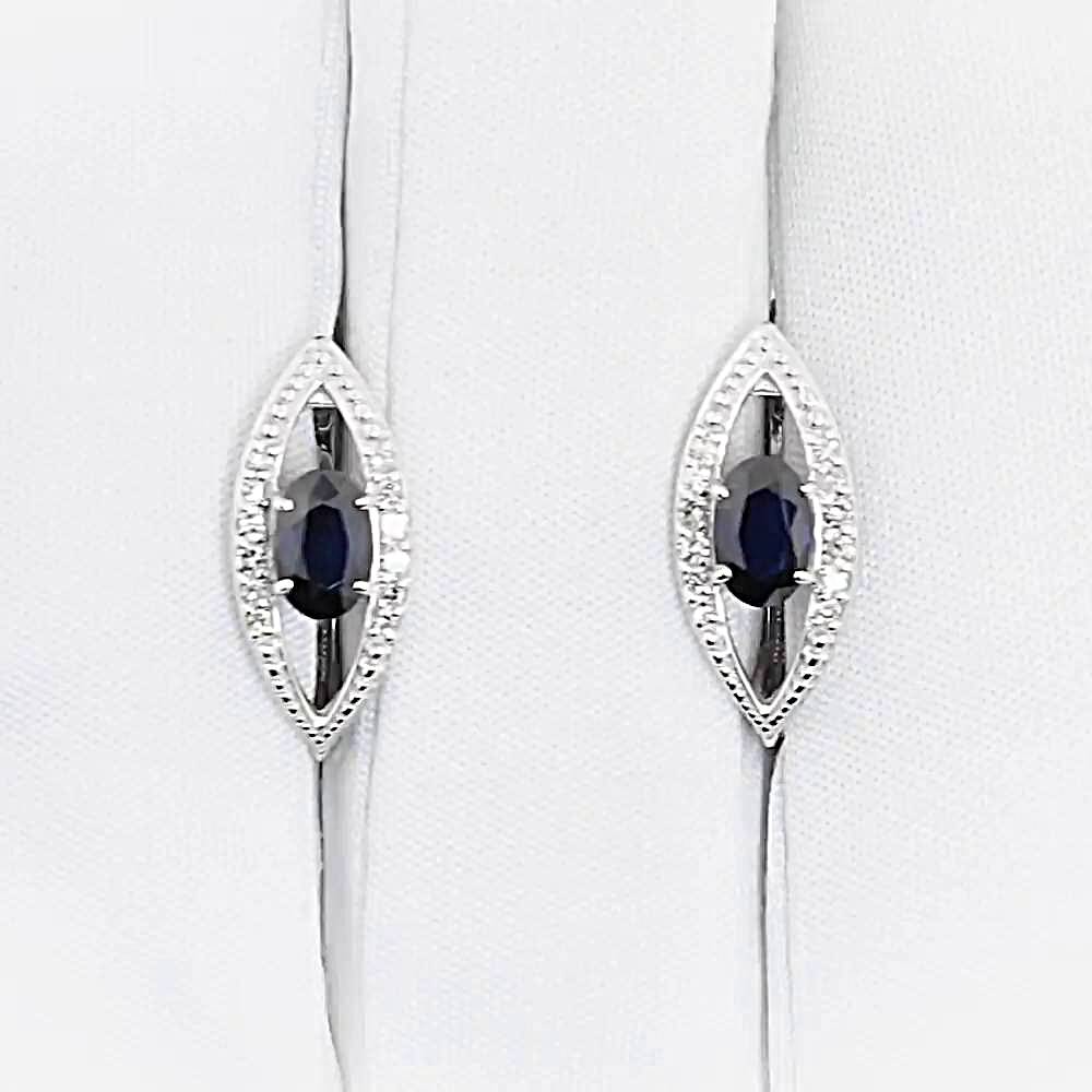 Серьги с сапфирами и бриллиантами из белого золота 585 пробы 1