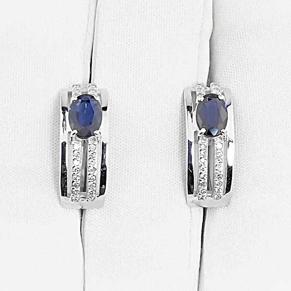 Серьги с сапфирами и бриллиантами из белого золота 585 пробы 1
