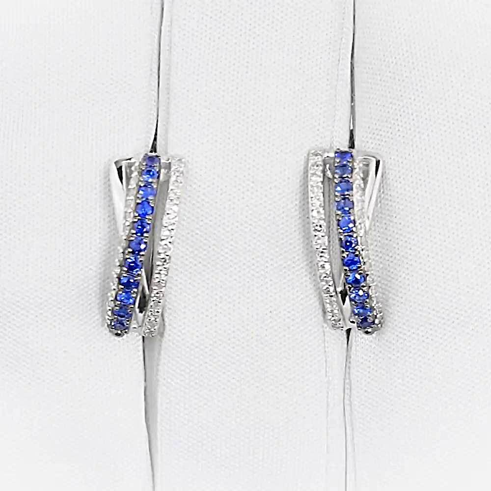 Серьги с сапфирами и бриллиантами из белого золота 585 пробы 1