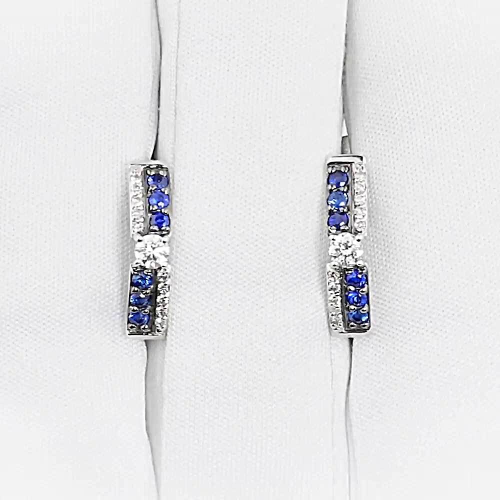 Серьги с сапфирами и бриллиантами из белого золота 585 пробы 1