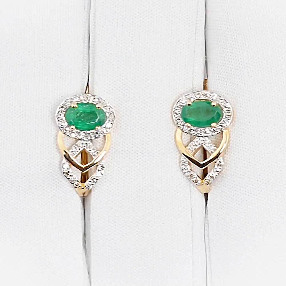 Серьги с изумрудами и бриллиантами из красного золота 585 пробы 1