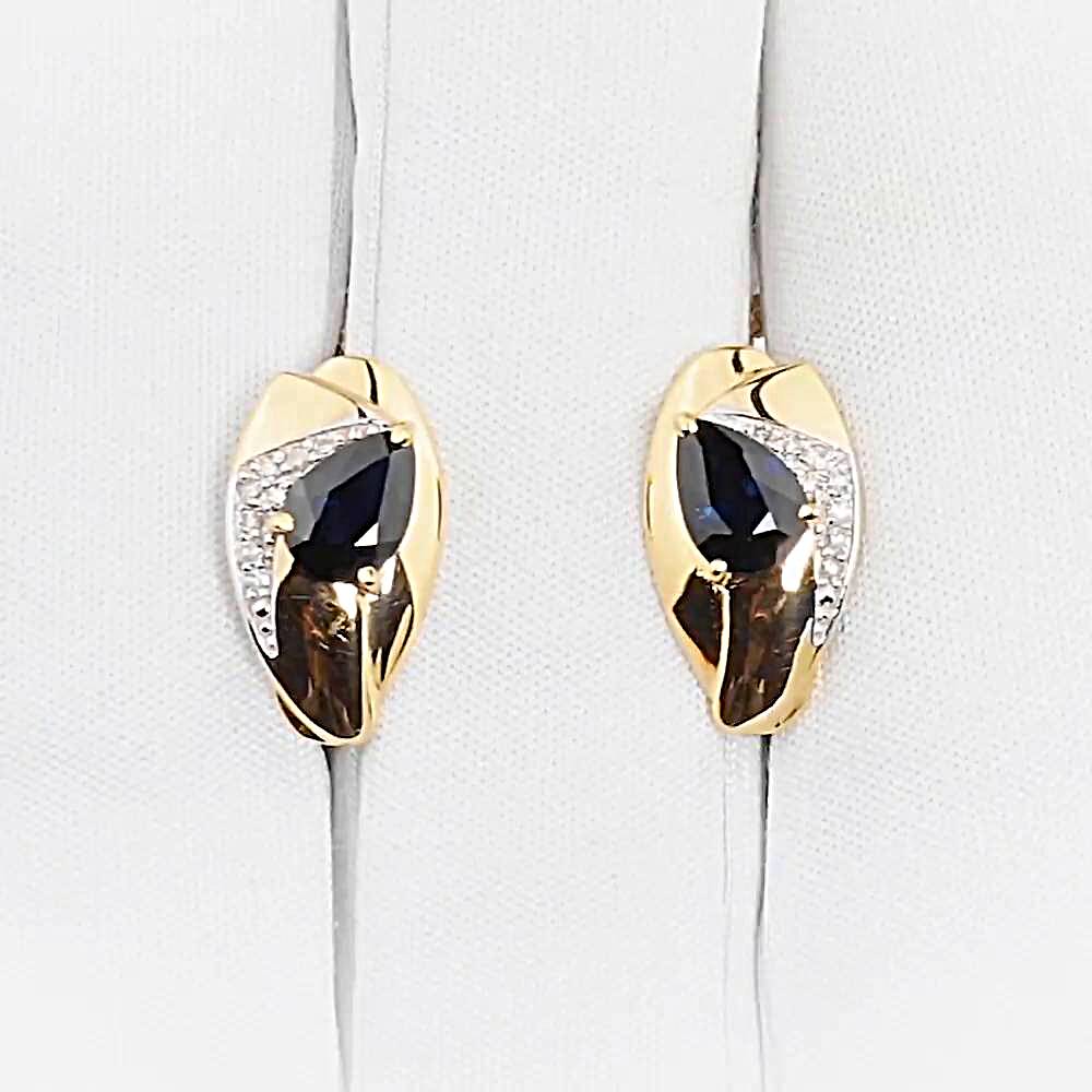 Серьги с сапфирами и бриллиантами из красного золота 585 пробы 1