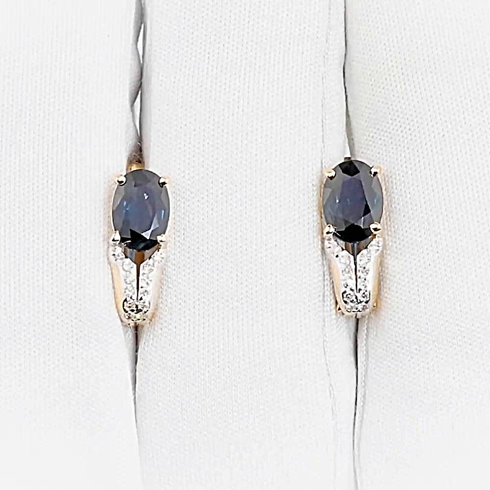 Серьги с сапфирами и бриллиантами из красного золота 585 пробы 1