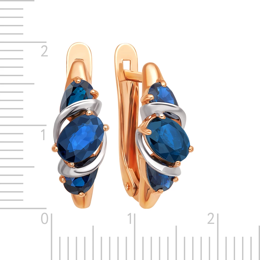Серьги с сапфирами из красного золота 585 пробы