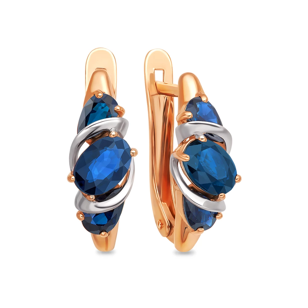 Серьги с сапфирами из красного золота 585 пробы