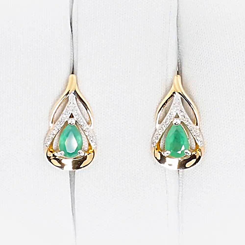 Серьги с изумрудами и бриллиантами из красного золота 585 пробы 1