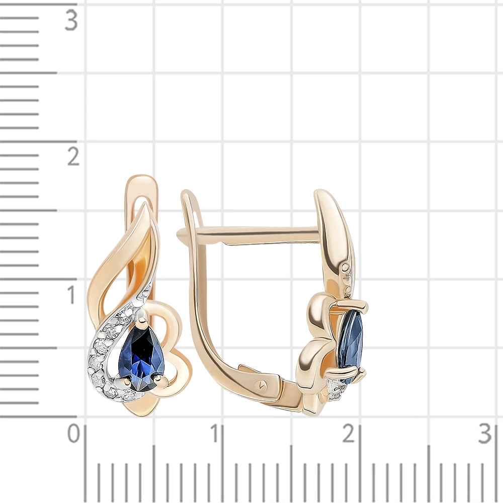 Серьги с сапфирами и бриллиантами из красного золота 585 пробы 2