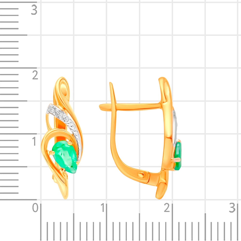 Серьги с изумрудами и бриллиантами из красного золота 585 пробы 3