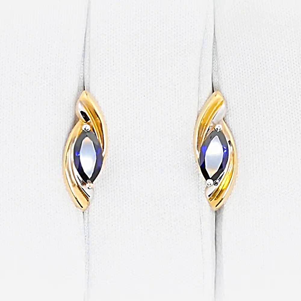 Серьги с сапфирами синтетическими из красного золота 585 пробы 1