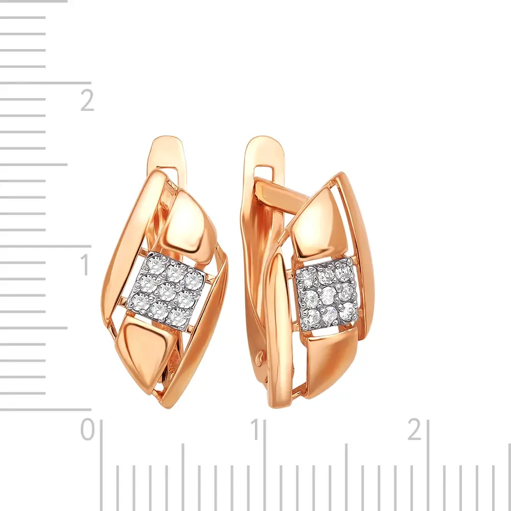 Серьги с бриллиантами из красного золота 585 пробы 3