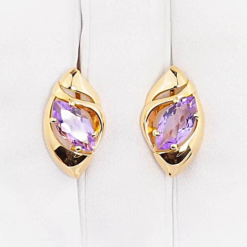Серьги с аметистами из красного золота 585 пробы 1