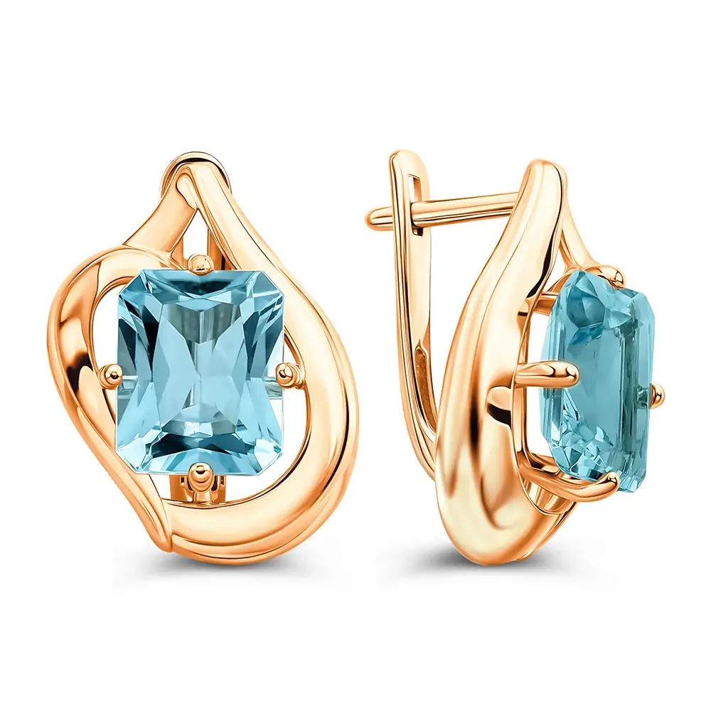 Серьги с топазами из красного золота 585 пробы 3