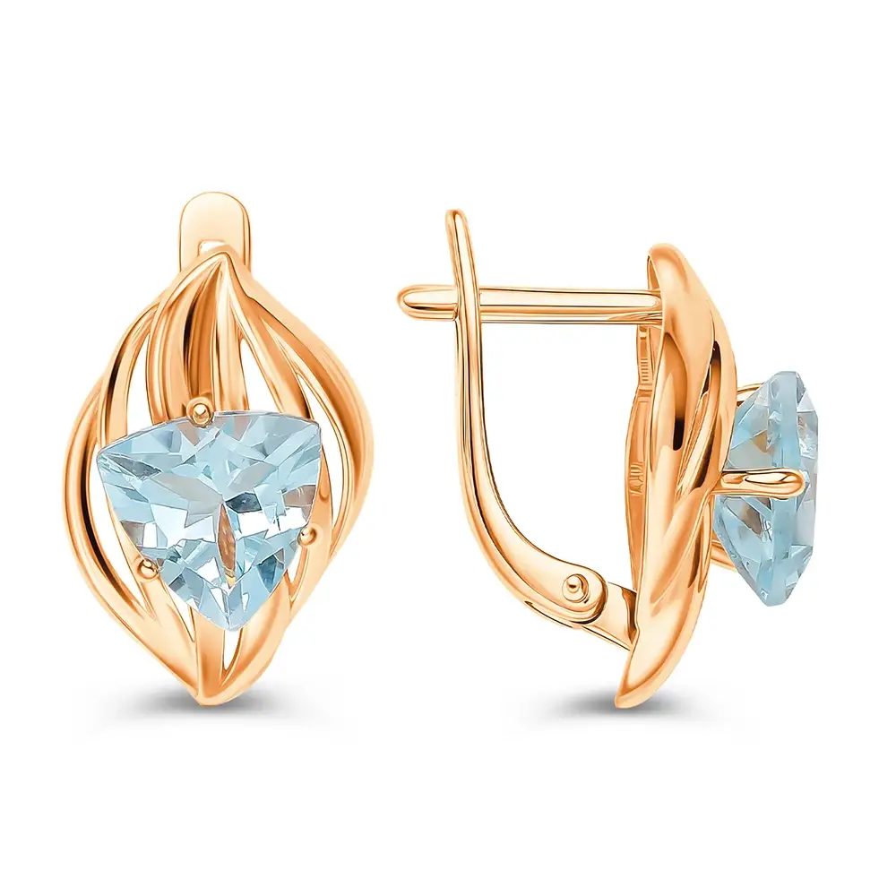 Серьги с топазами из красного золота 585 пробы 3