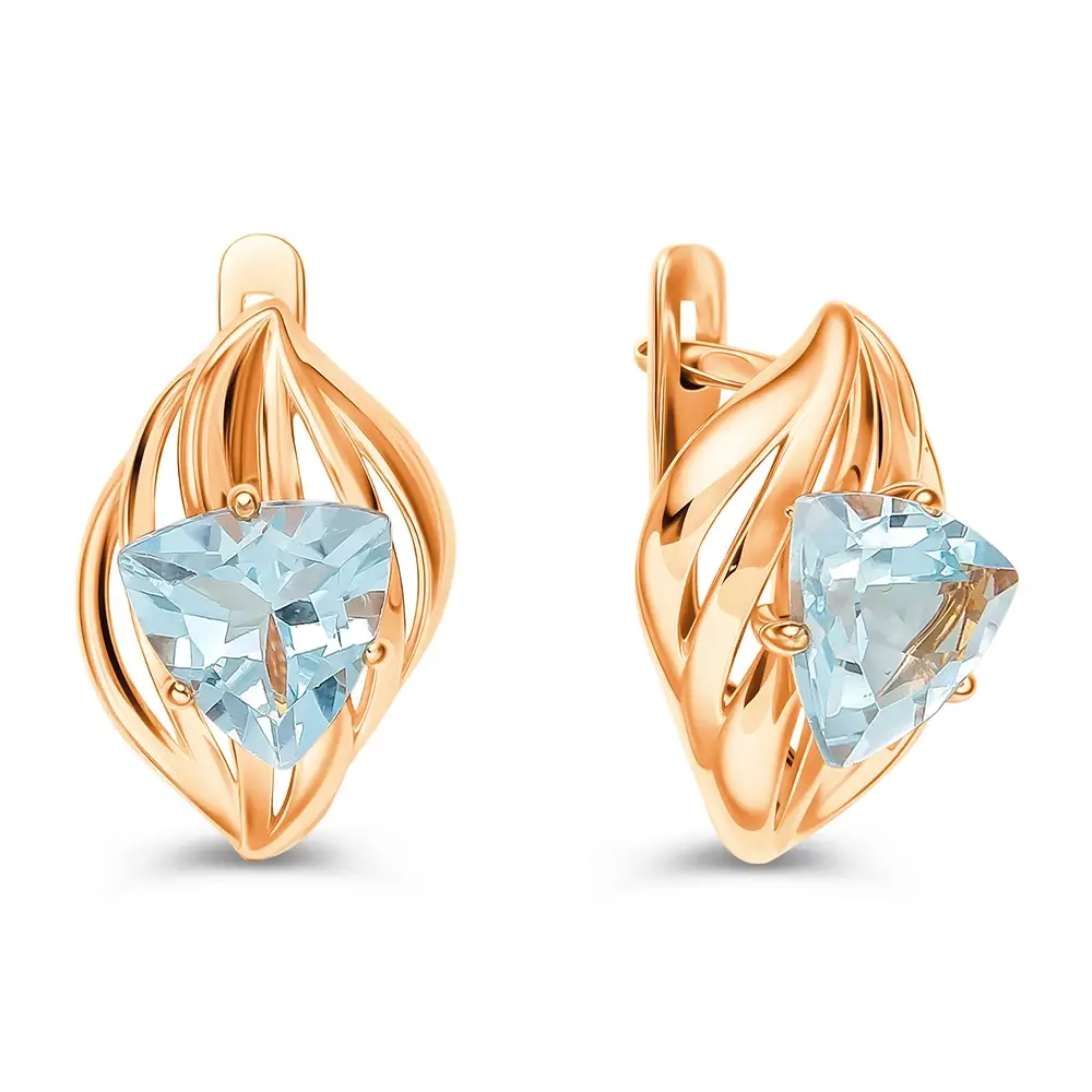 Серьги с топазами из красного золота 585 пробы 1