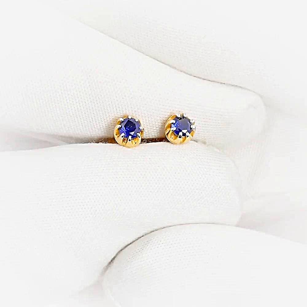 Серьги с сапфирами синтетическими из красного золота 585 пробы 1