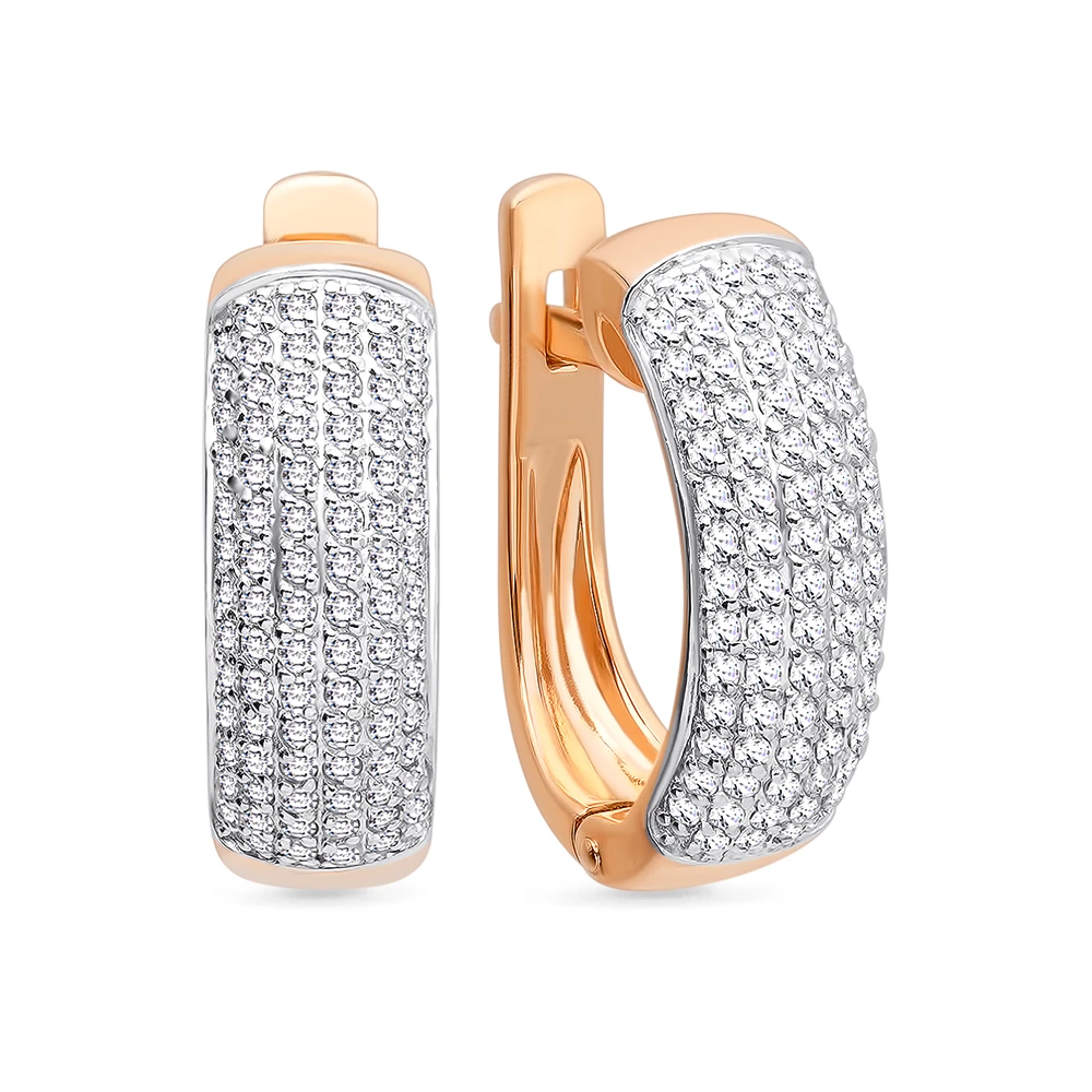 Серьги с бриллиантами из красного золота 585 пробы