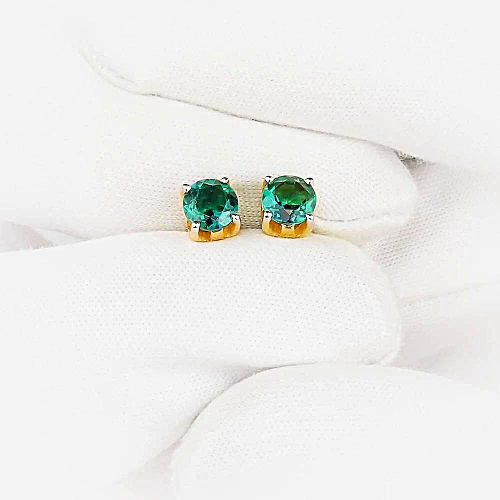 Серьги с гидротермальными изумрудами из красного золота 585 пробы 1