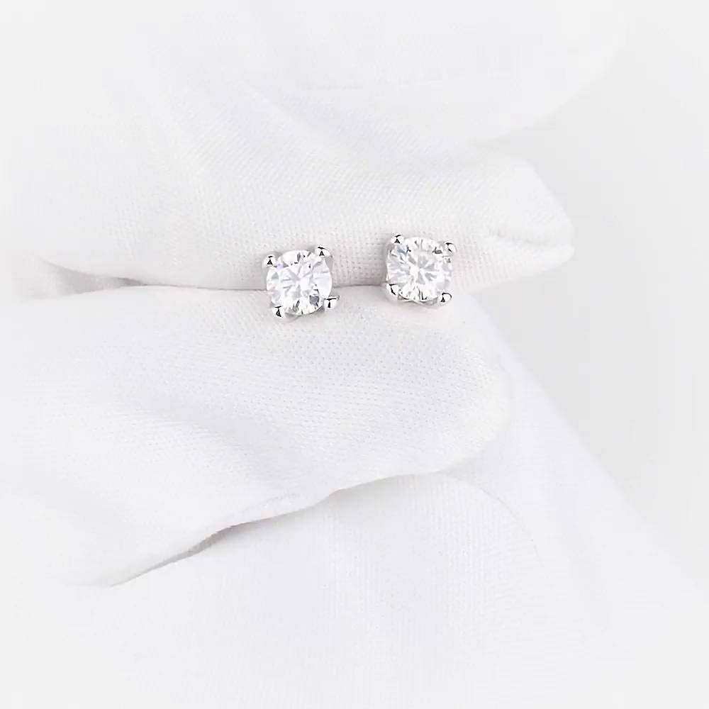 Серьги с муассанитами из белого золота 585 пробы 1