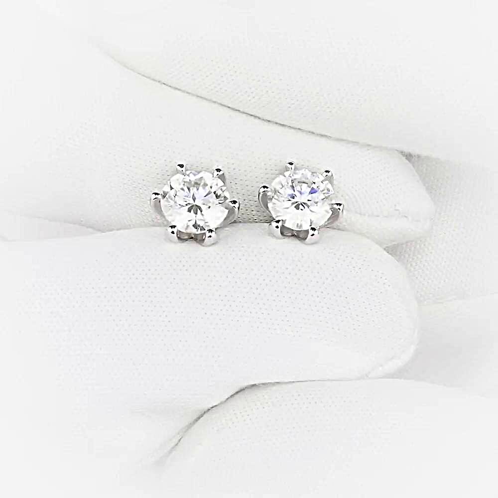 Серьги с муассанитами из белого золота 585 пробы 1