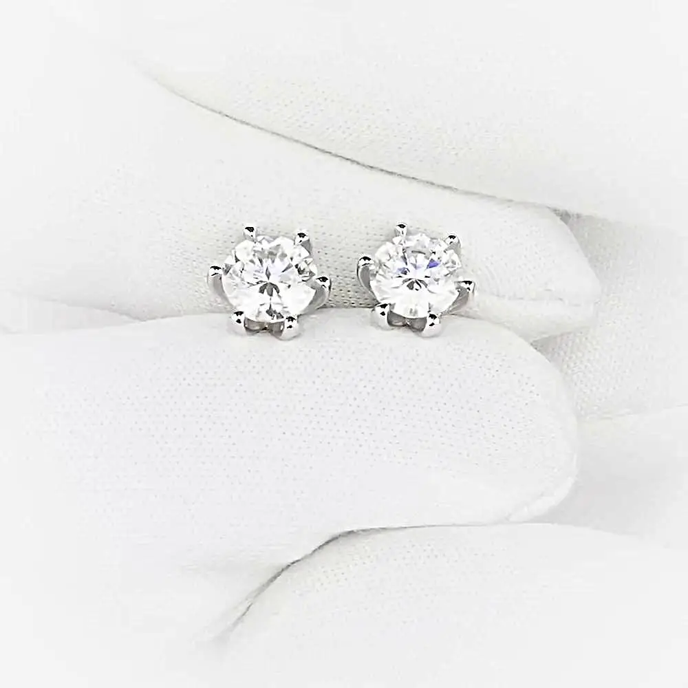 Серьги с муассанитами из белого золота 585 пробы 2