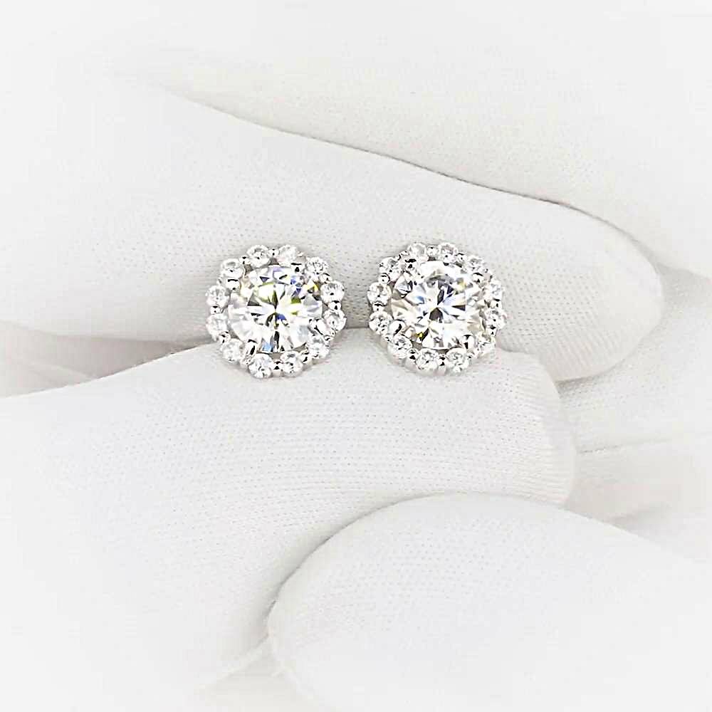 Серьги с муассанитами из белого золота 585 пробы 1