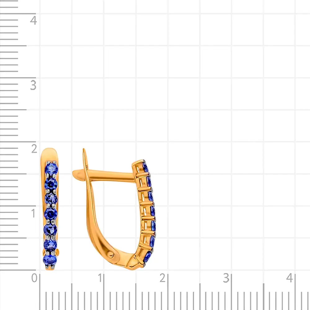 Серьги с сапфирами синтетическими из красного золота 375 пробы 3