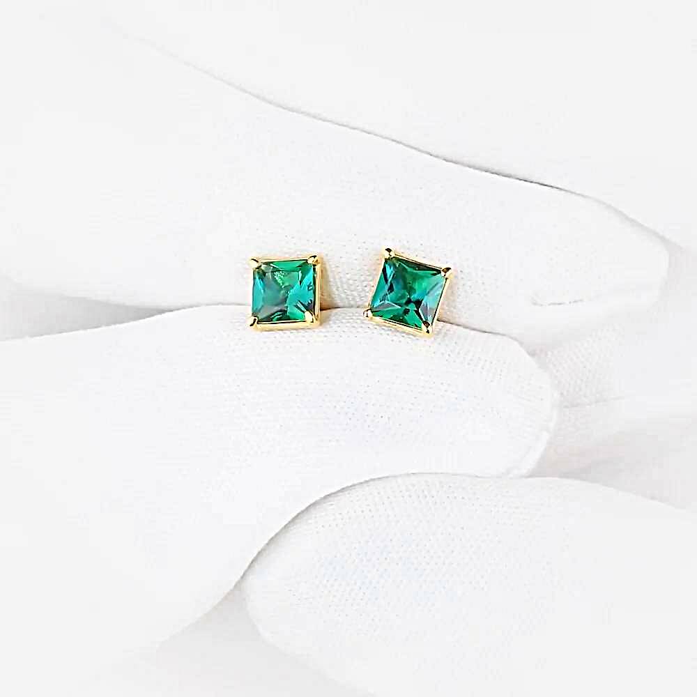 Серьги с гидротермальными изумрудами из красного золота 375 пробы 1