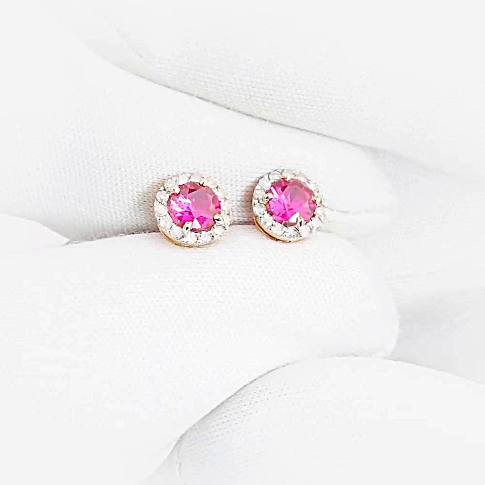 Серьги с рубином синтетическим и бриллиантами из красного золота 375 пробы 1