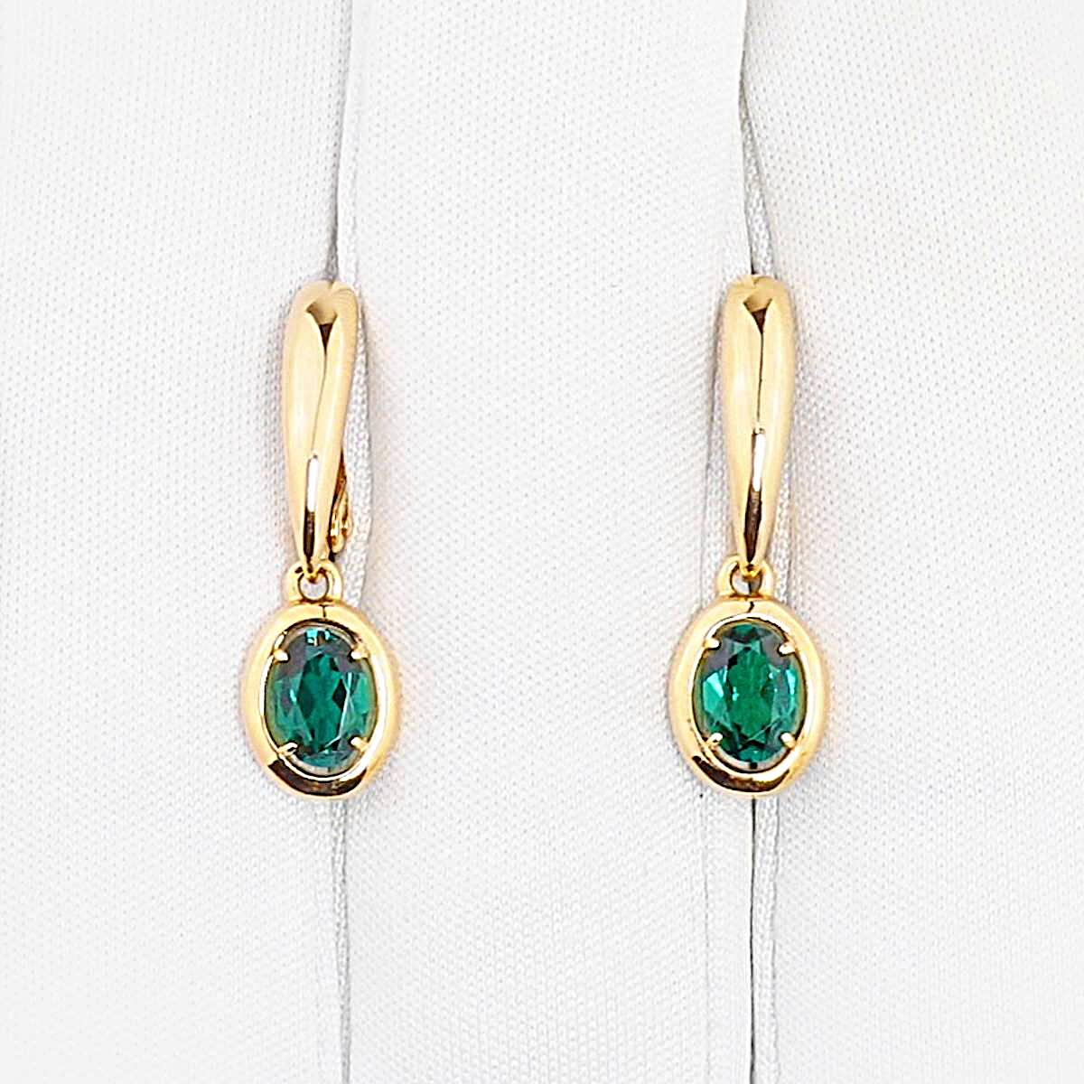 Серьги с гидротермальными изумрудами из красного золота 375 пробы 1