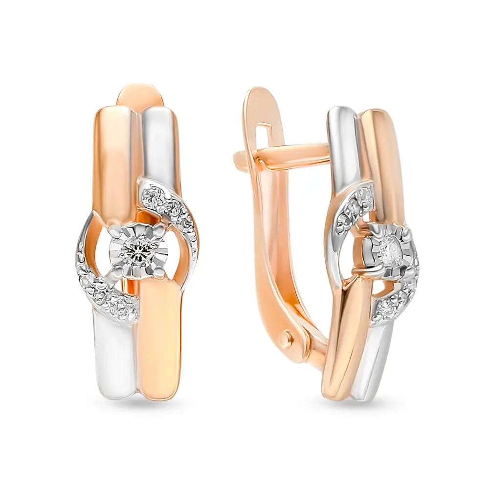 Серьги с бриллиантами из красного золота 585 пробы 1