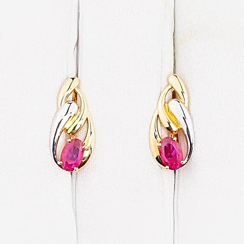 Серьги с рубинами синтетическими из красного золота 585 пробы 1