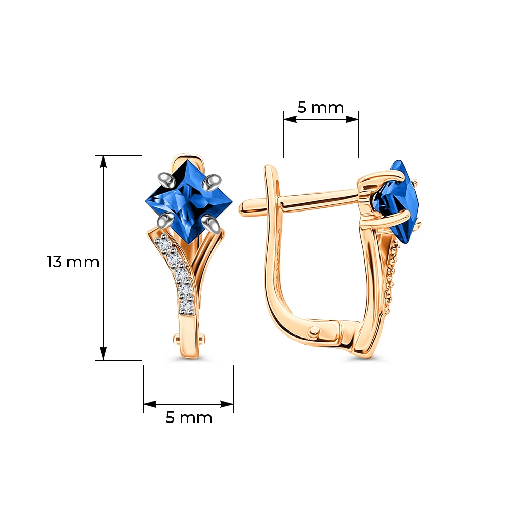 Серьги с сапфирами и бриллиантами из красного золота 585 пробы