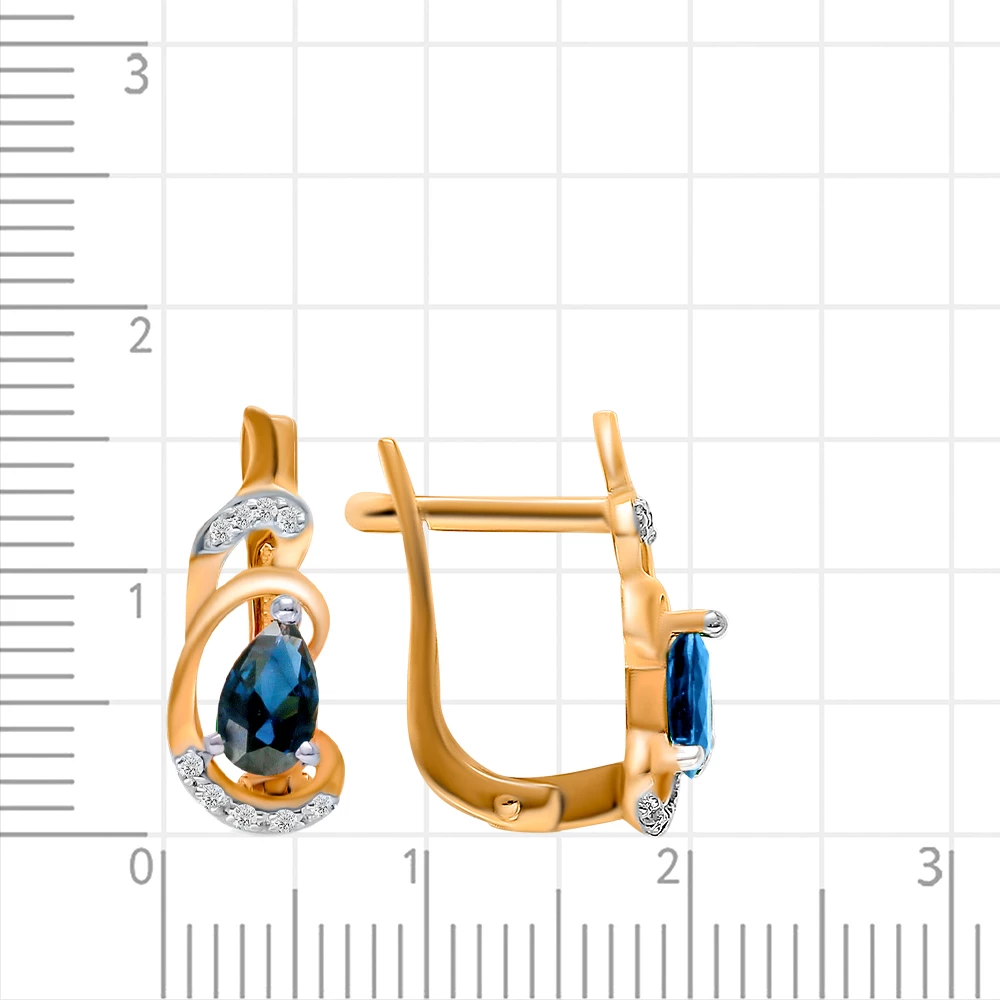 Серьги с сапфирами и бриллиантами из красного золота 585 пробы 2