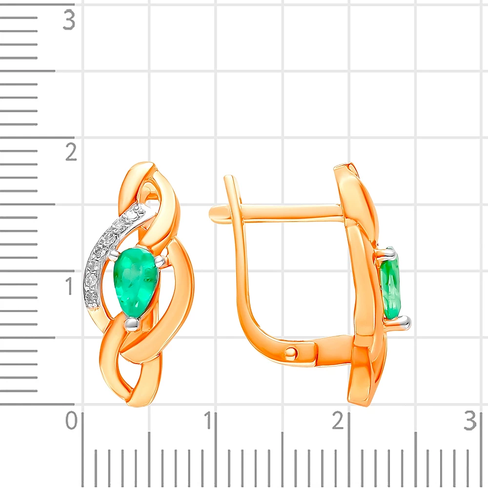Серьги с изумрудами и бриллиантами из красного золота 585 пробы 2