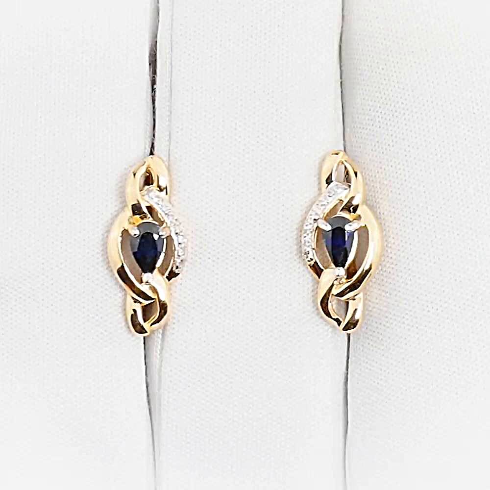 Серьги с сапфирами и бриллиантами из красного золота 585 пробы