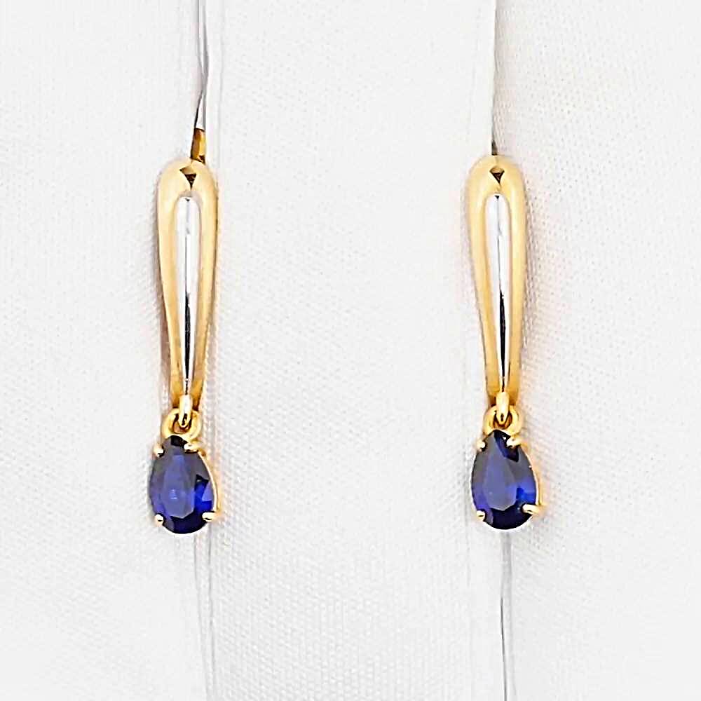 Серьги с сапфирами синтетическими из красного золота 585 пробы 1