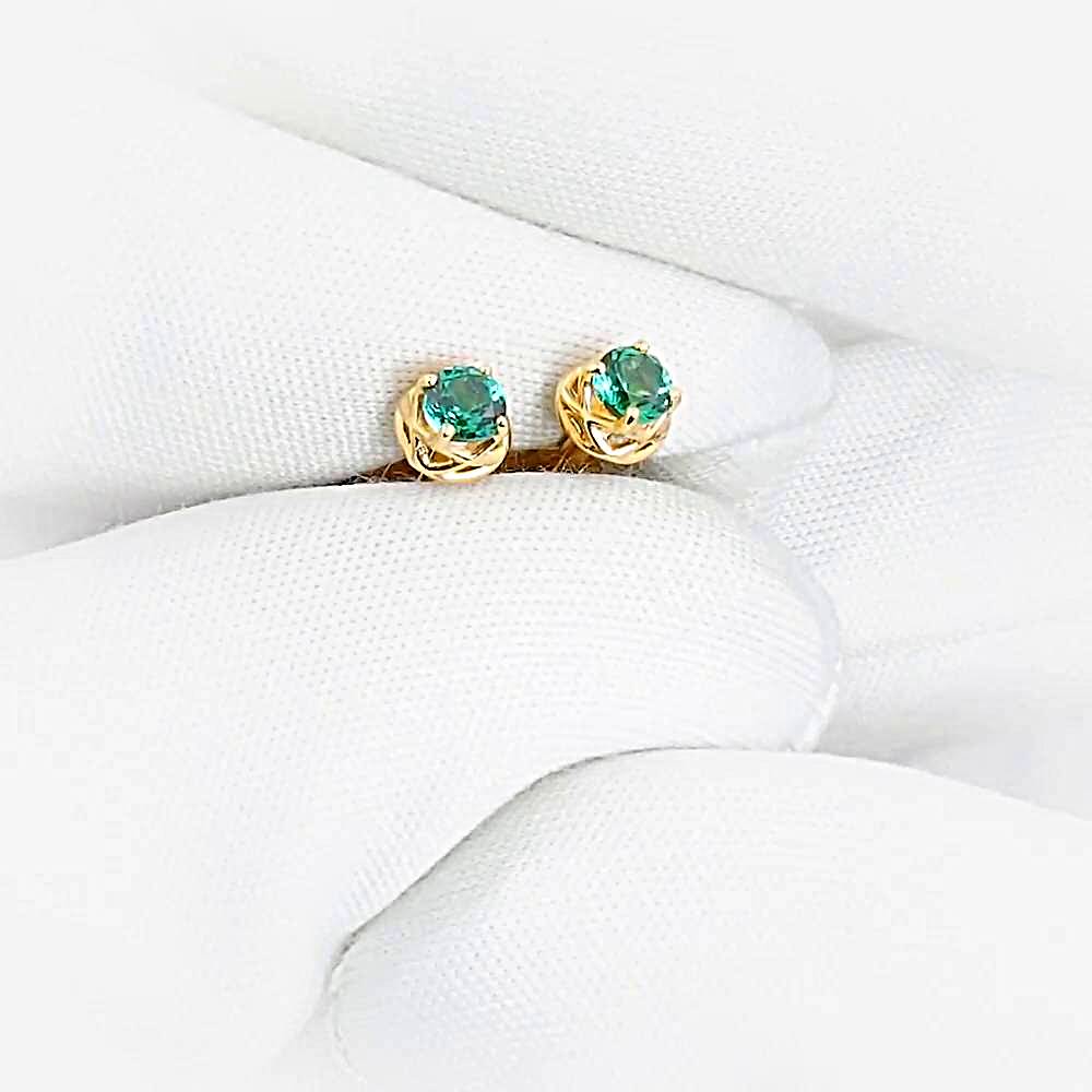 Серьги с гидротермальными изумрудами из красного золота 585 пробы 1