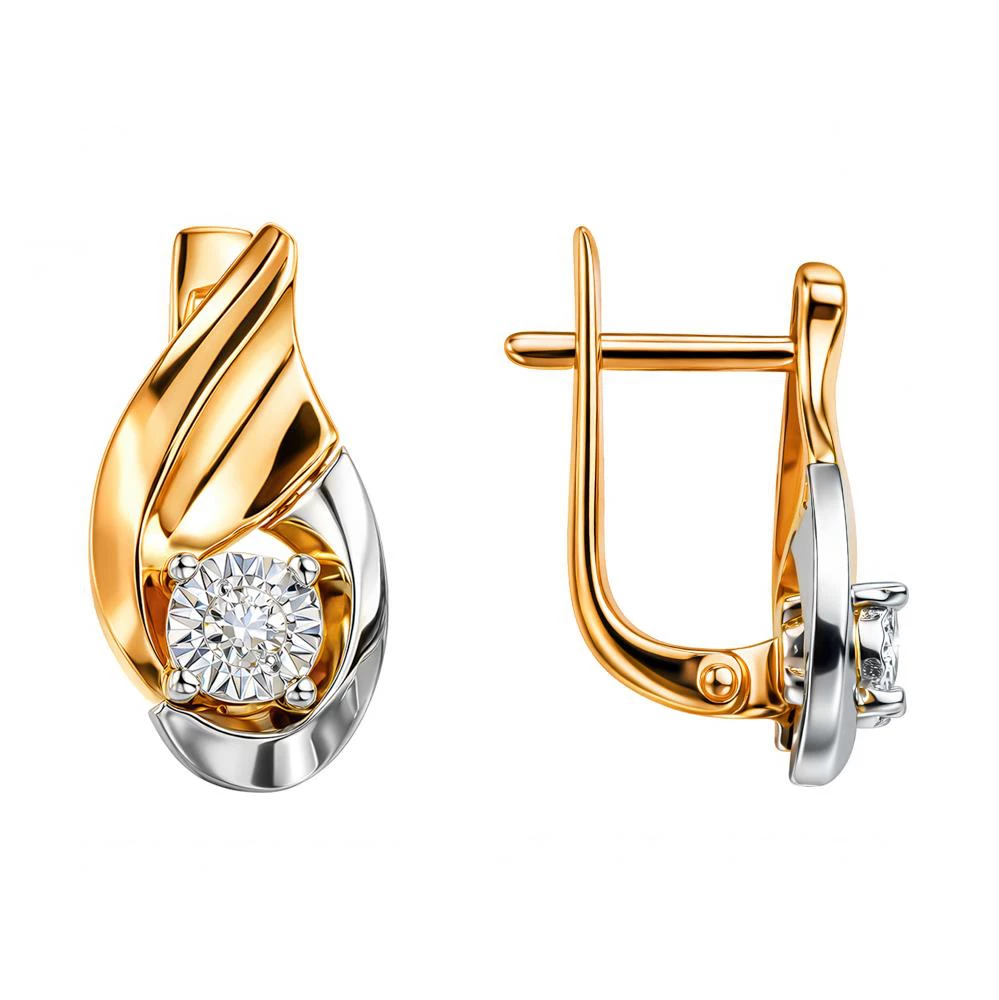 Серьги с бриллиантами из красного золота 585 пробы