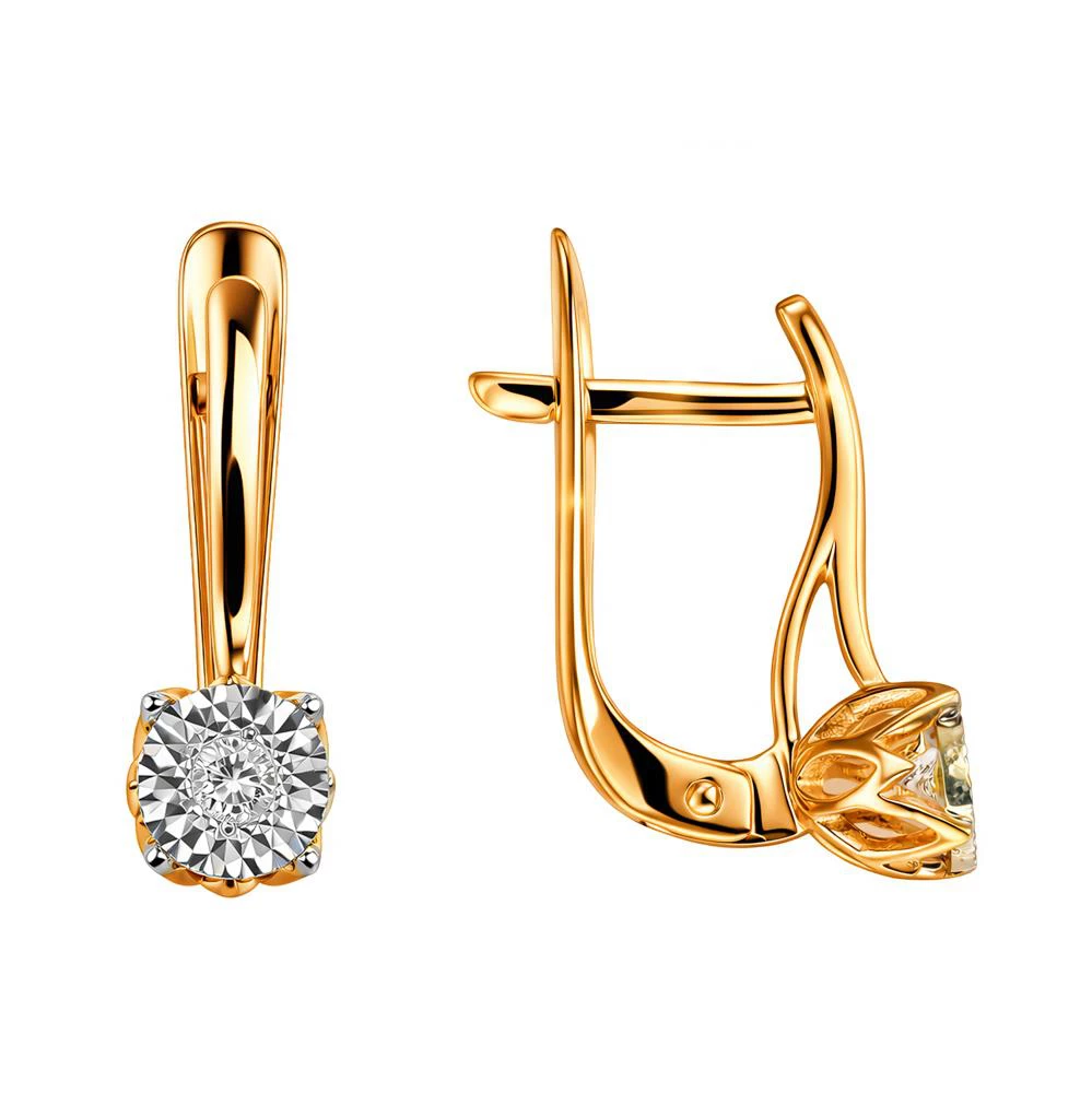 Серьги с бриллиантами из красного золота 585 пробы