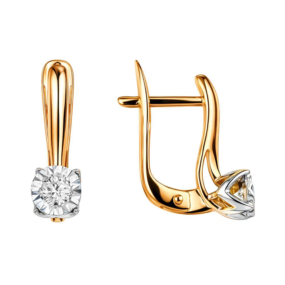 Серьги с бриллиантами из красного золота 585 пробы