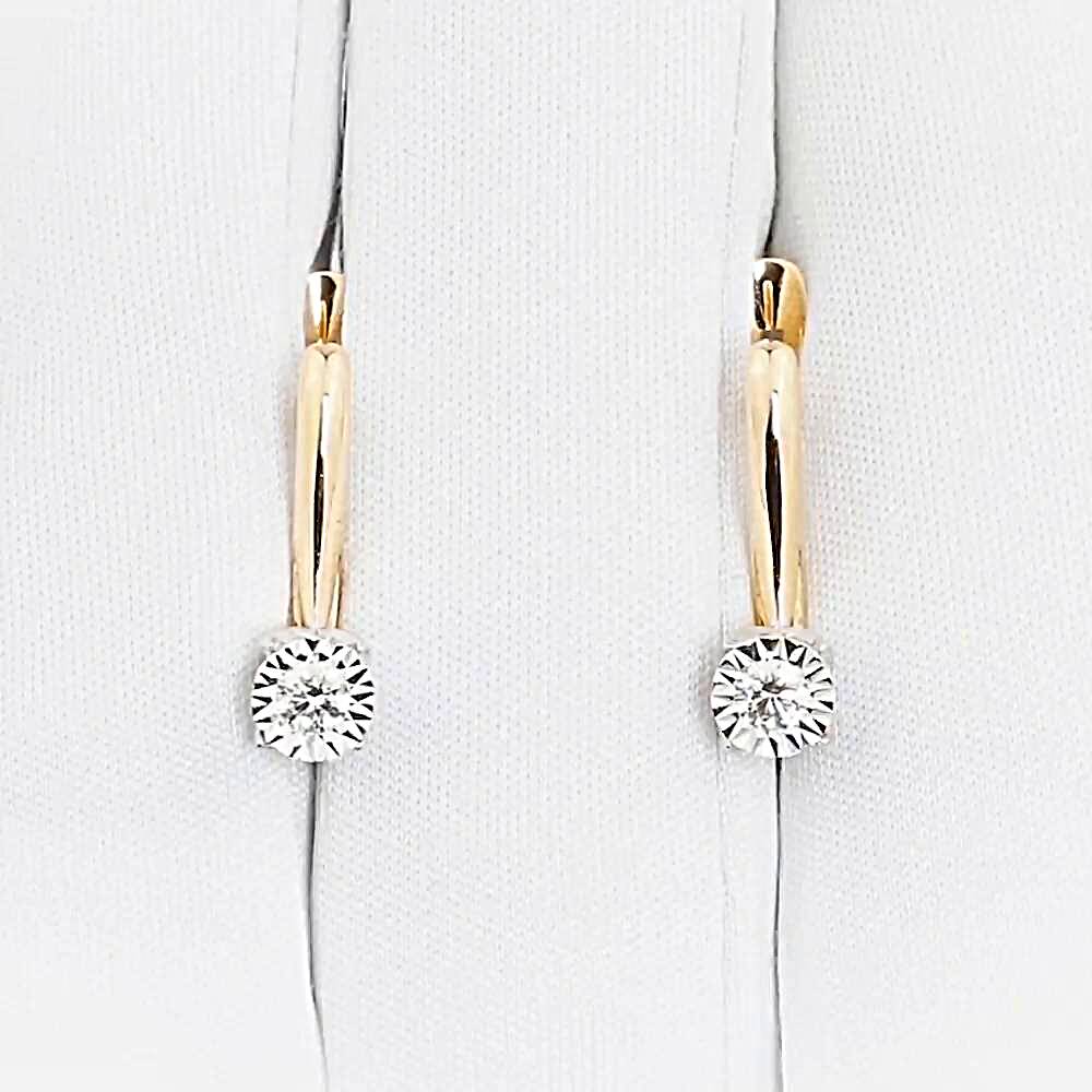 Серьги с бриллиантами из красного золота 585 пробы