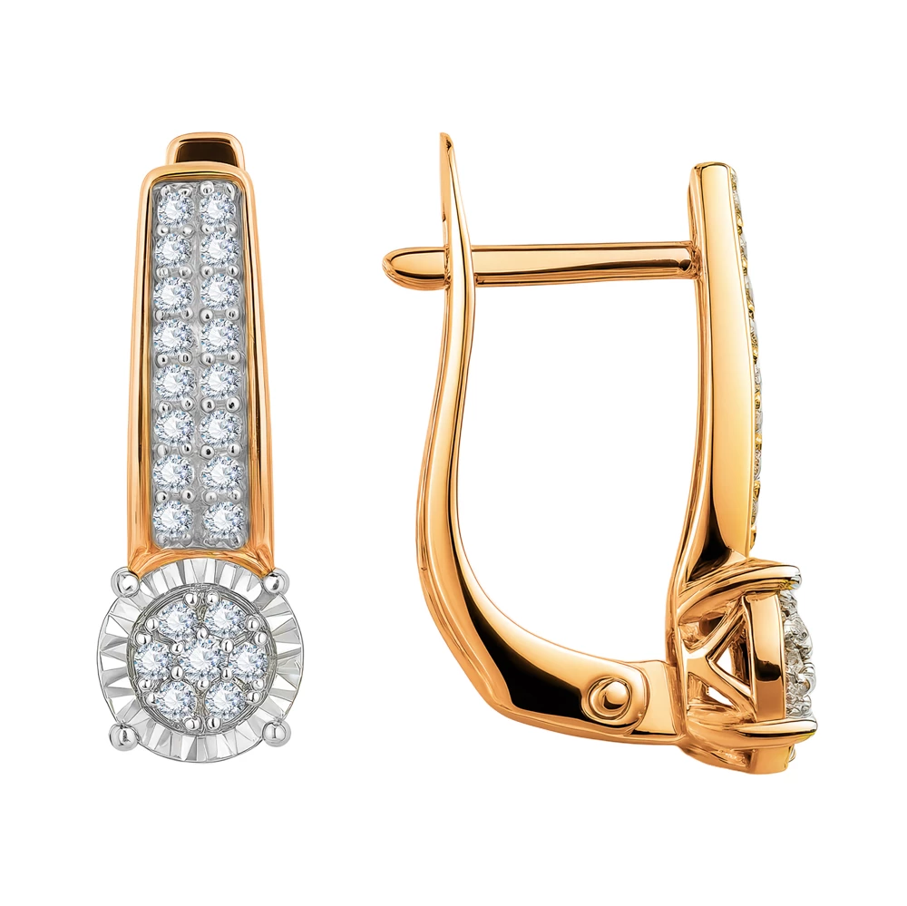 Серьги с бриллиантами из красного золота 585 пробы