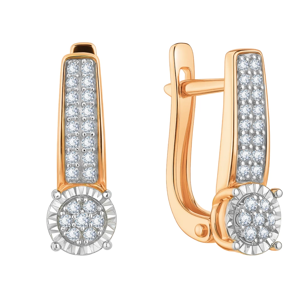 Серьги с бриллиантами из красного золота 585 пробы