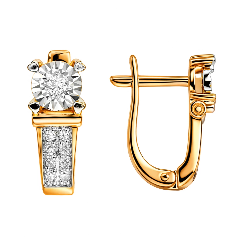 Серьги с бриллиантами из красного золота 585 пробы