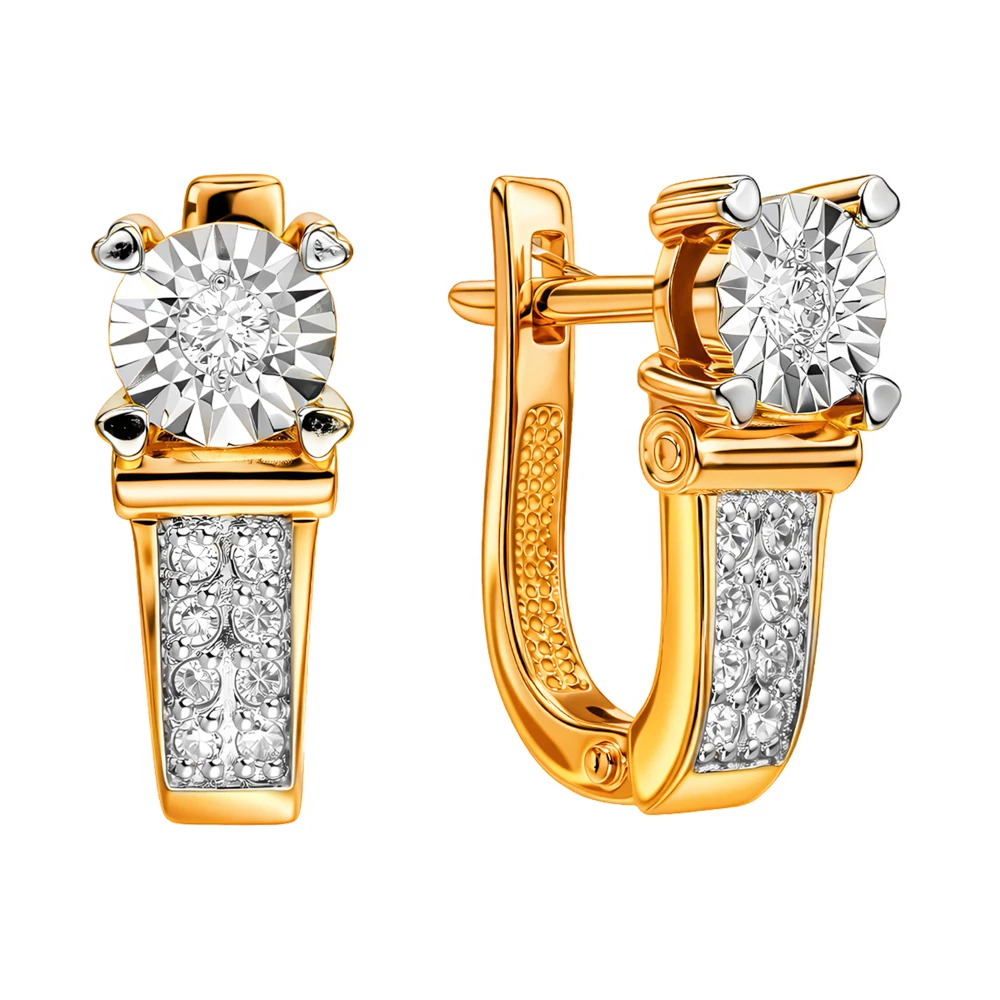 Серьги с бриллиантами из красного золота 585 пробы