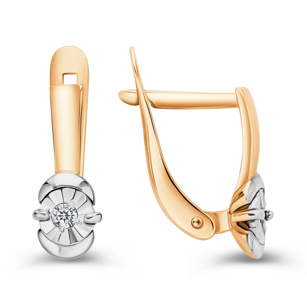 Серьги с бриллиантами из красного золота 585 пробы 2