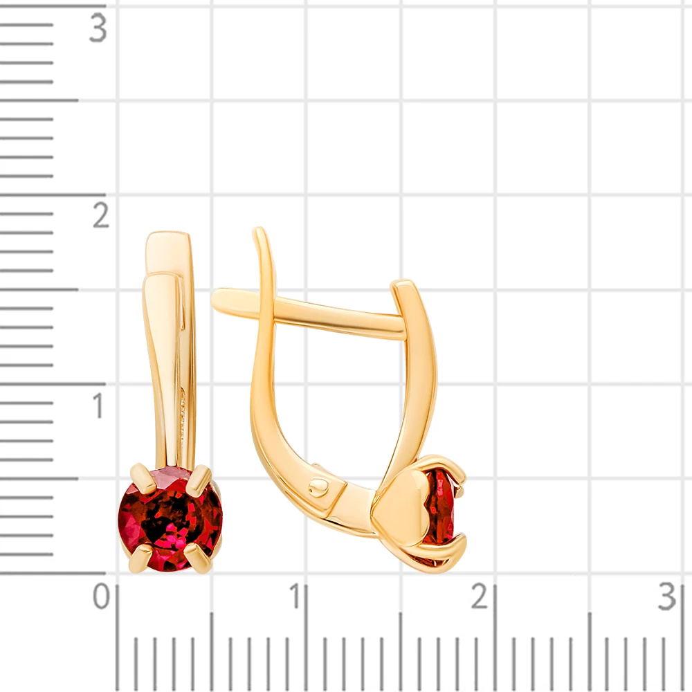 Серьги с рубинами синтетическими из красного золота 585 пробы 3