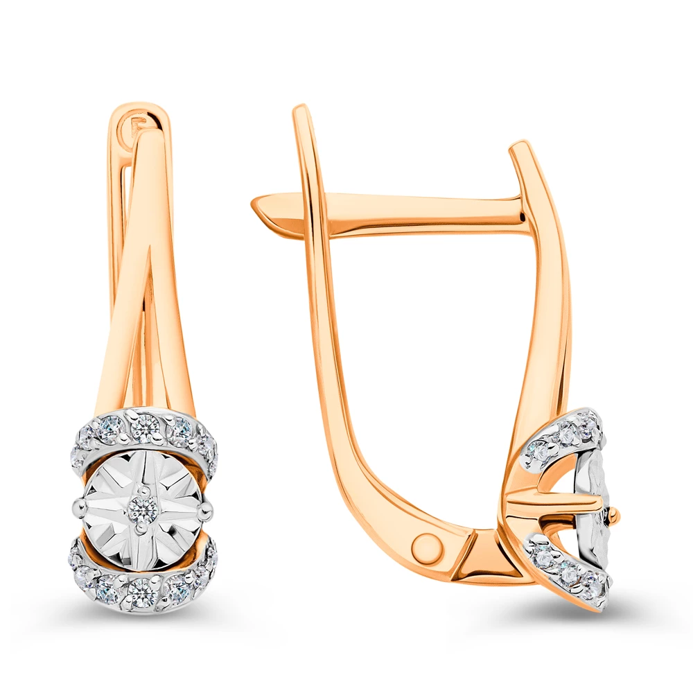 Серьги с бриллиантами из красного золота 585 пробы 2