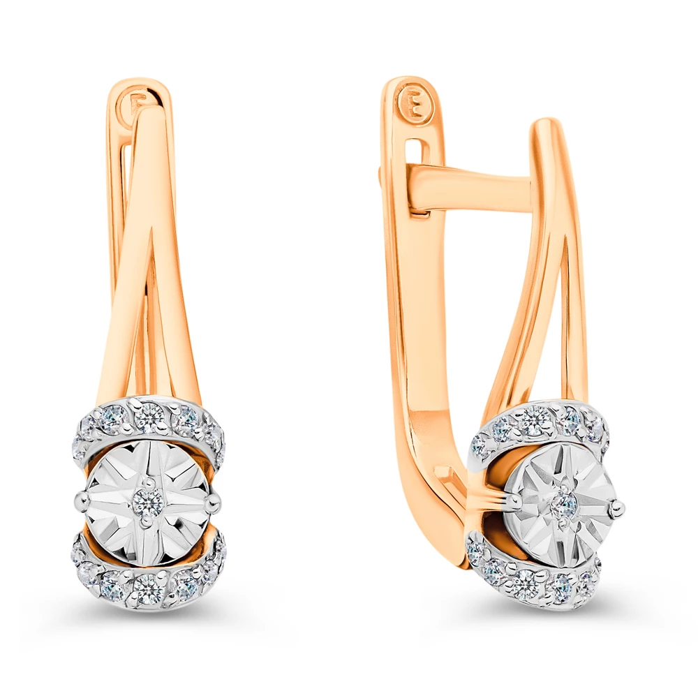 Серьги с бриллиантами из красного золота 585 пробы 1